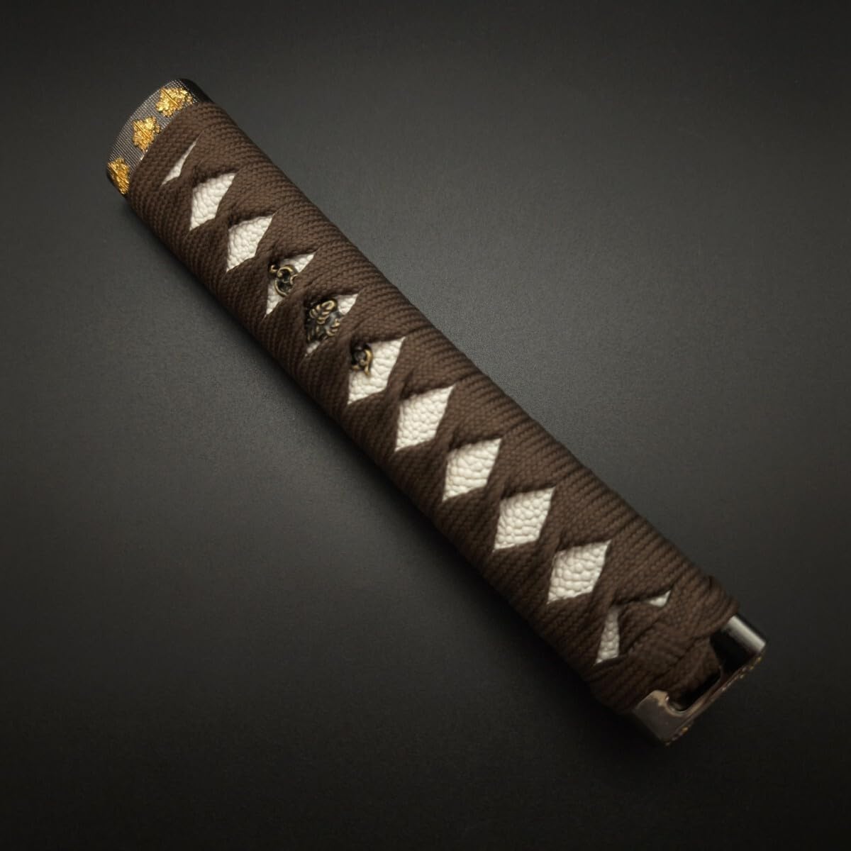 JN26 日本短柄 縁頭 目貫 目釘付 居合用 短柄 長約20CM