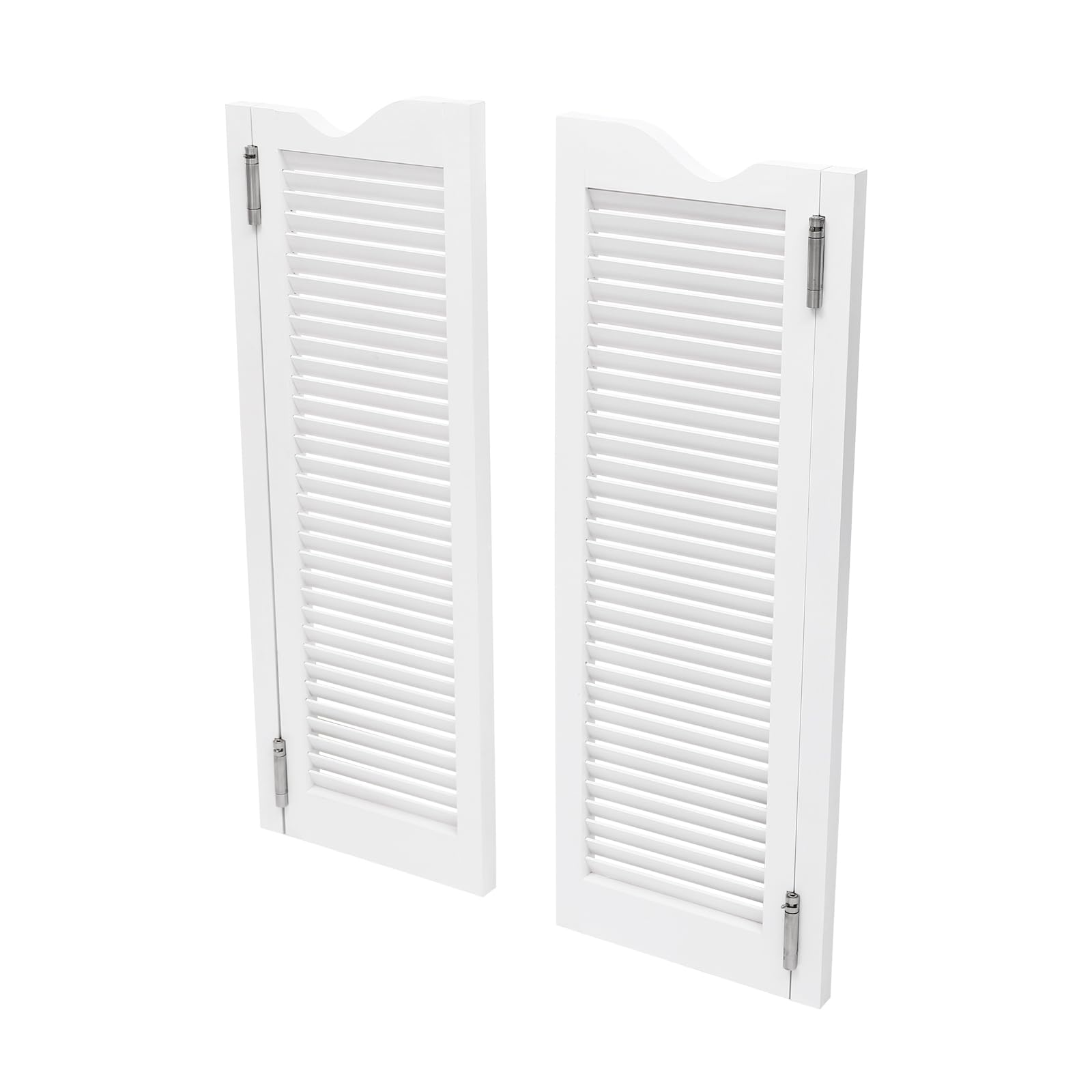 Modern Swinging Door Cafe Door Pine Wood Saloon Doors for House, Kitchen, Shop Entrance Partition Wooden Louvered Door with Quiet Hinges (White, 29.9"x40.9")