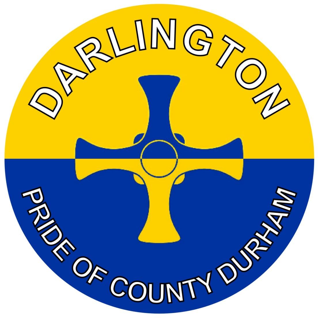 Darlington - Pride of County Durham - (Two Pack) 80mm Diameter Car Bumper Window Decal Sticker