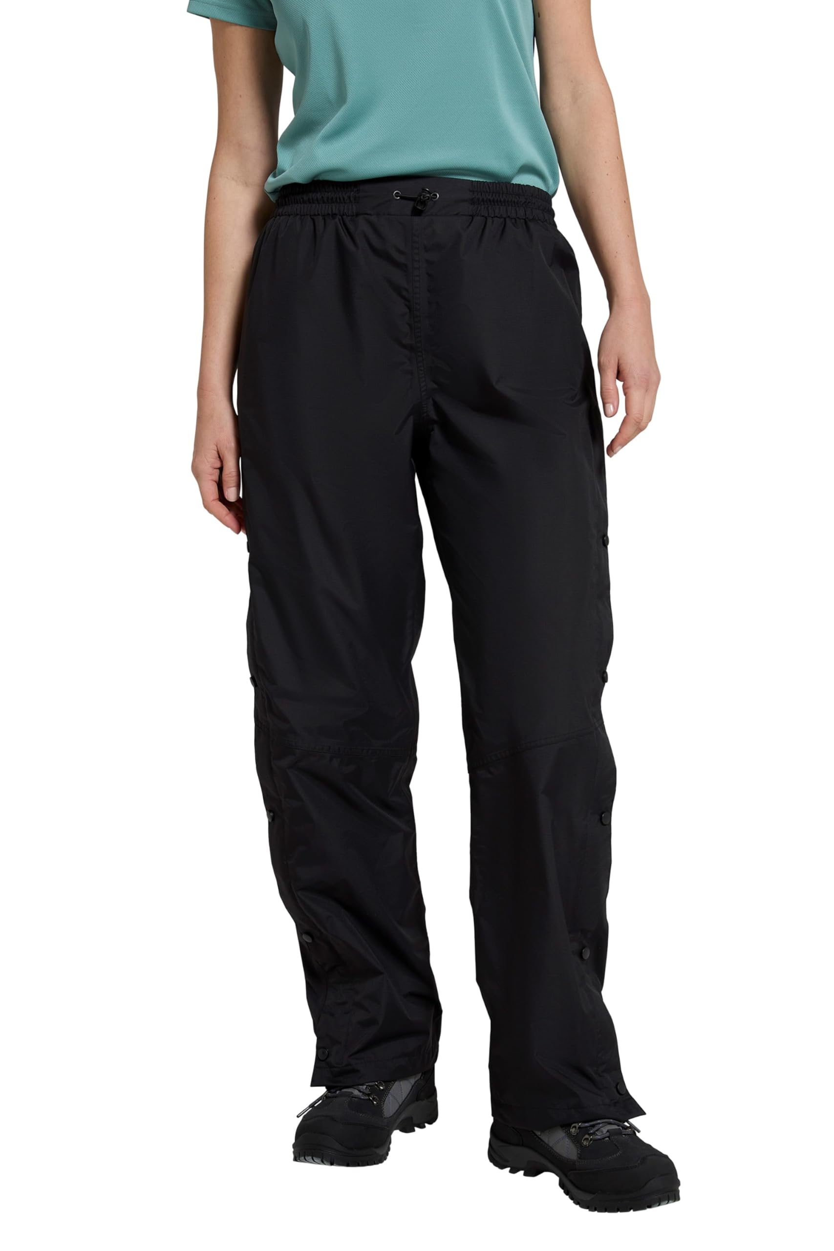 Mountain Warehouse Downpour Damen Überhosen - wasserdichte Regenbekleidung, Versiegelte Nähte Regenhose, Knöchelreißverschluss, Elastischer Bund - Frühling, Sommer