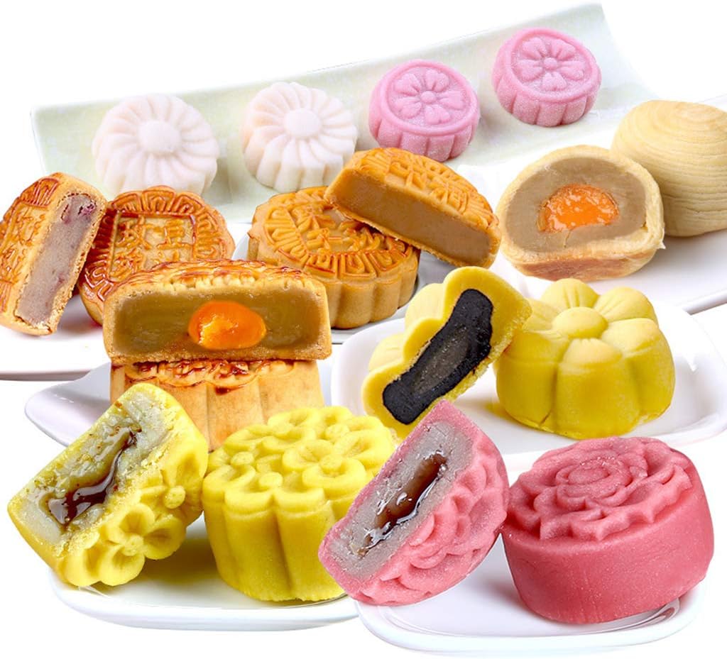 Mold 125g with 4 Flower Stamps Set Hand Press Bean Cake Mould for Kitchen Baking Decoration Tools