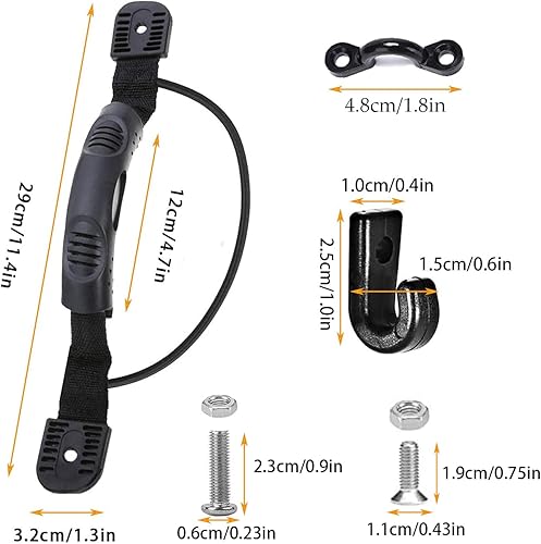 Miniatura 3 de Paquete de 2 manijas de kayak, soporte de mango lateral para kayak con tornillos y soporte de paleta elástica para mango de kayak oceánico, piezas