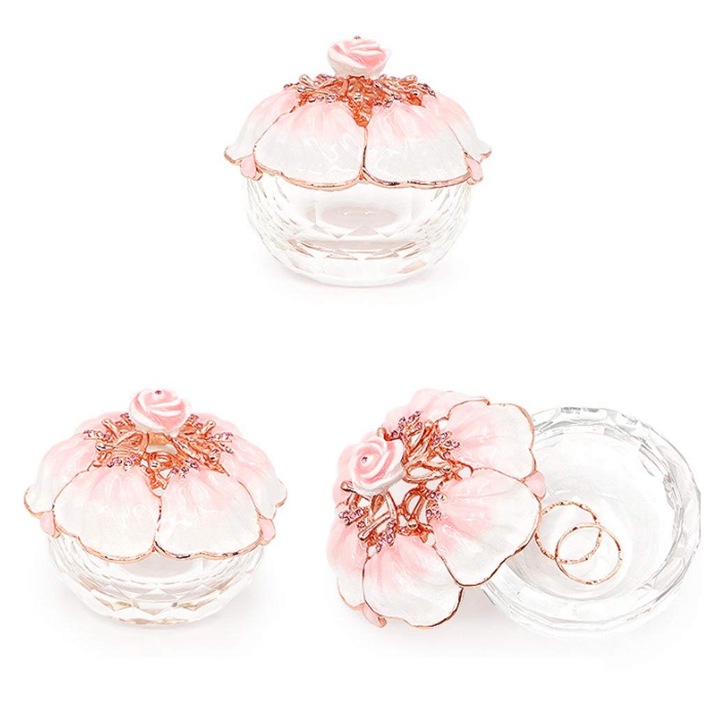 NZPOST Joyero de Cristal con Tapa de aleación de estaño, pequeño joyero, Organizador de Joyas, Anillos, Collares y Recuerdos.