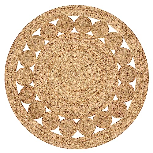 Savi Home Hand Woven Jute Braided Dot Rug, 6' Round