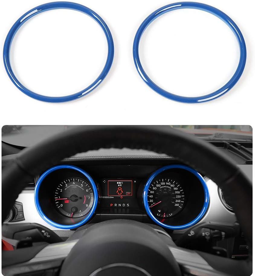 Car Instrument Panel Dashboard Decoration Ring Cover Trim Interior Accessories for Ford Mustang 2015-2018 (Blue)