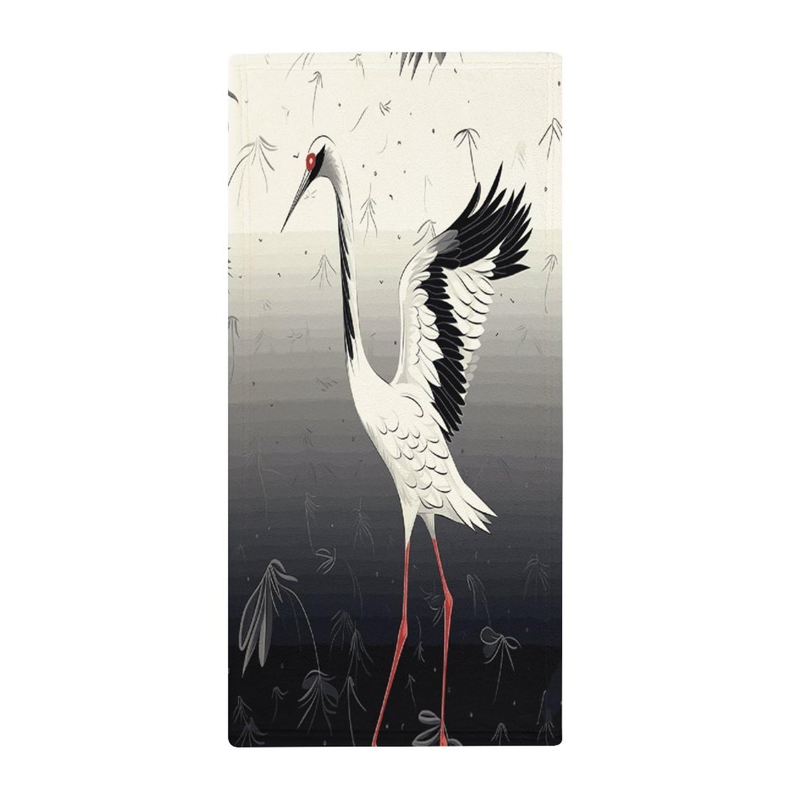 Fekiloot Style Japanese Crane Towels For Bathroom, Bath Towels 13.8 X 28.7 Inch, Hand Towel Multipurpose Use As Bath Fitness, Bathroom, Shower, Sports, Yoga Towel