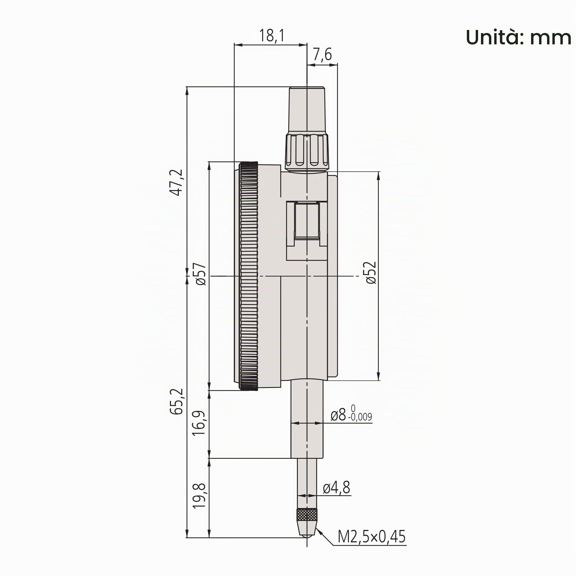 Mitutoyo 2046AB Comparatore con fondello piatto 2046AB, 10 mm | 0,01 mm, antiurto, ben leggibile