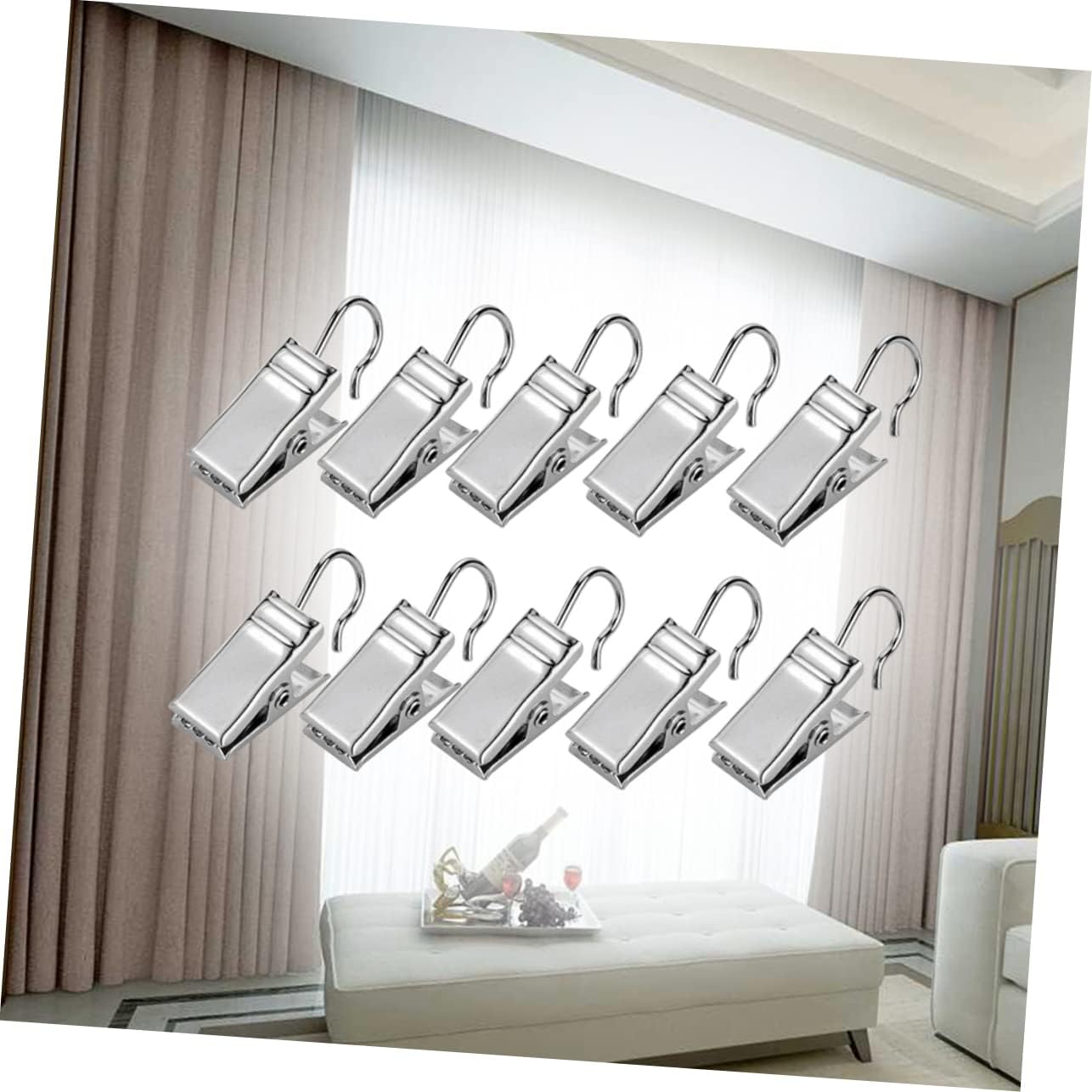 120pcs Metal Curtain Clasp Hooks Sturdy Pant Hangers Clips for Drapes Led Lights