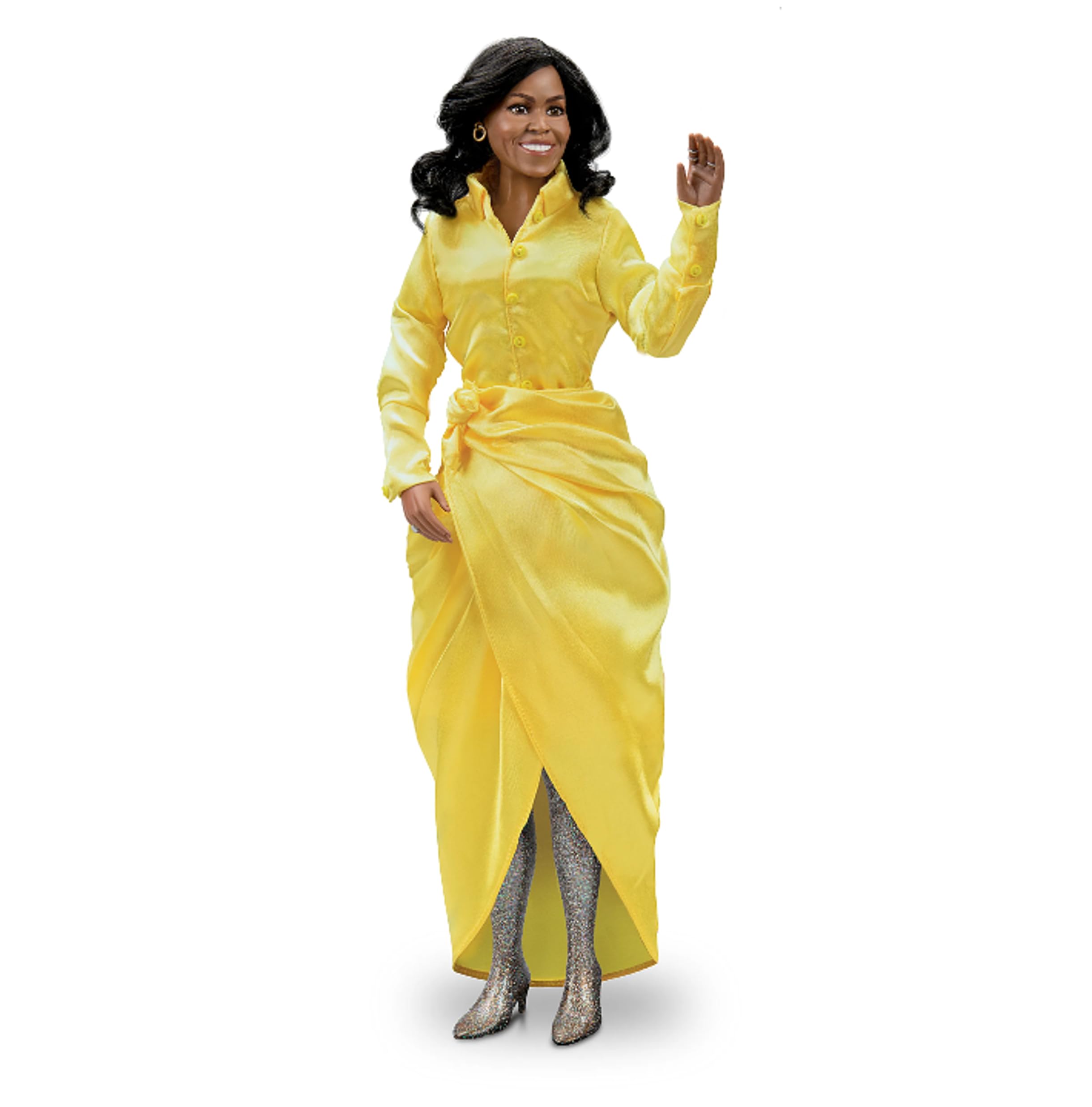 michelle obama gold dress The Ashton-Drake Galleries Portrait Doll, 15 Inch Collector's Edition, Yellow with Boots, Ashton-Drake : Home & Kitchen Launch 5.7 What To Wear To SIZE UP FOR THIS STYLE:Medium 10