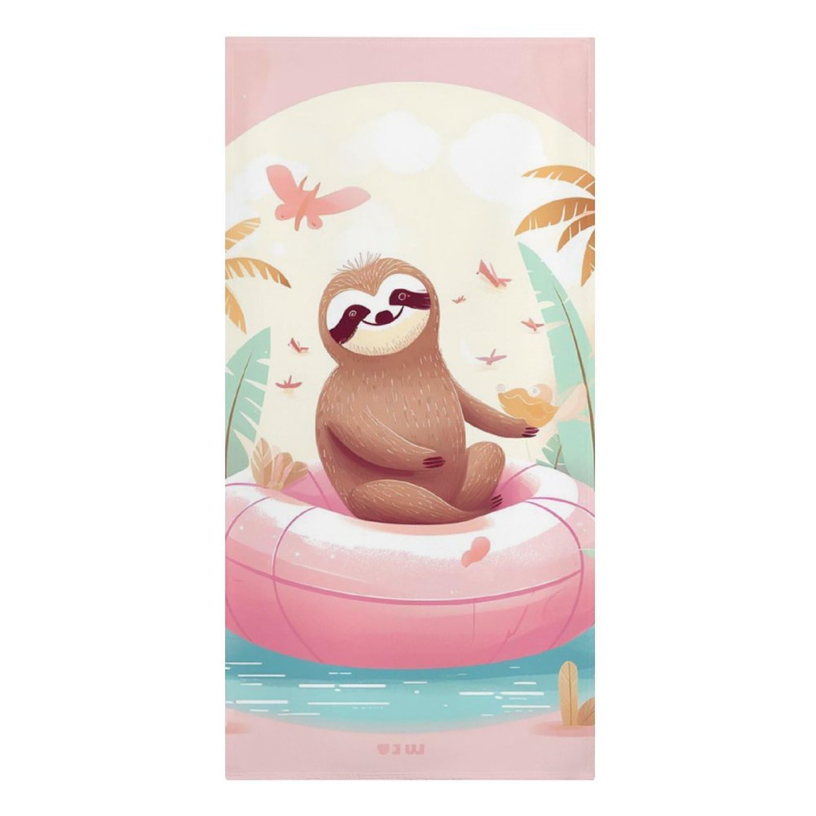 QMNLKH Sloth Flamingo Beach Towel for Women, Large Microfiber Pool Towel for Men, Absorbent Swim Towels for Home, Lightweight Bath Towels for Camping, Yoga, 30.3"x61.4"