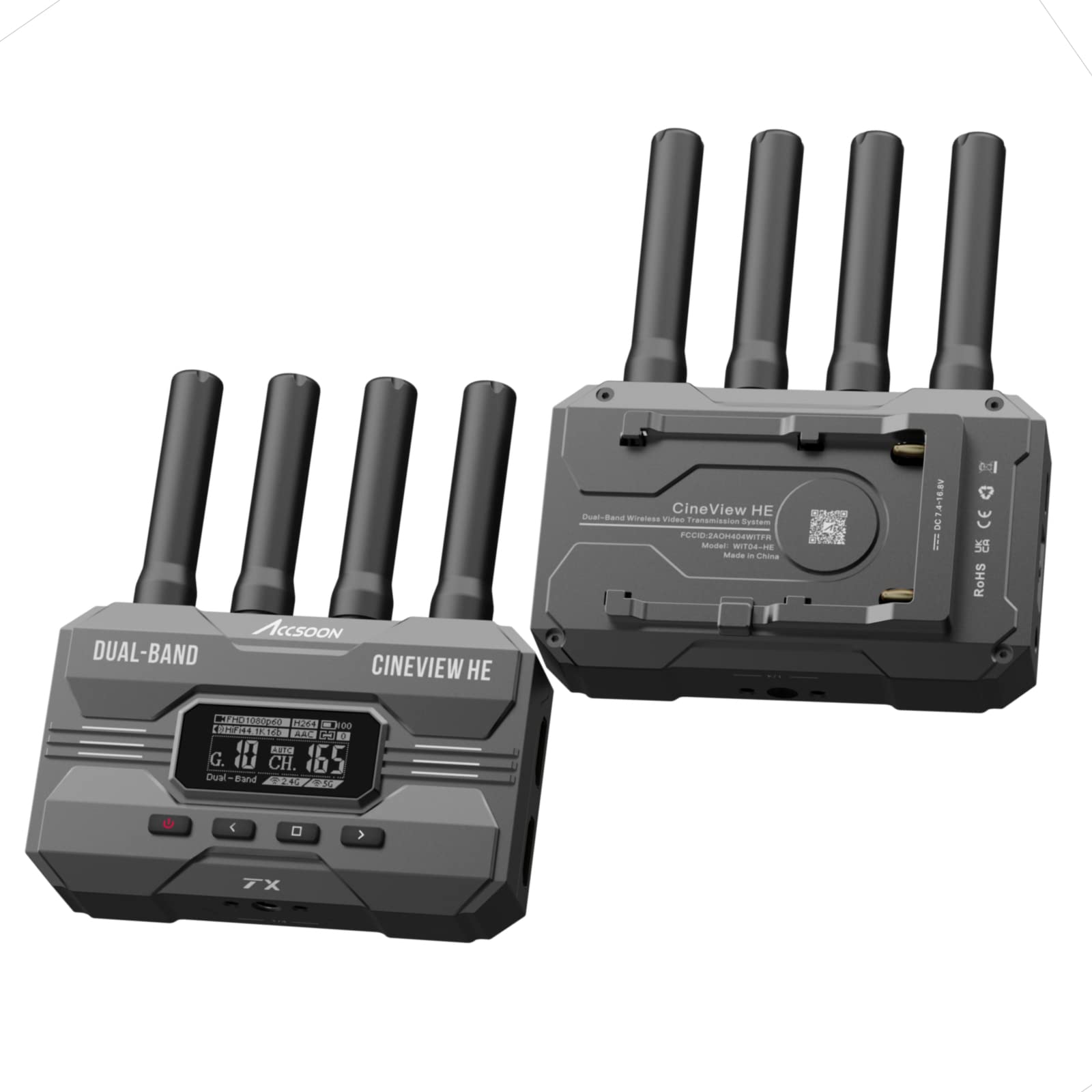 Accsoon CineView HE Système d'émetteur et de récepteur sans Fil HDMI Double Bande 2.4GHz 5GHz 1200pieds / 350m, 0.06s Commande de caméra HD iOS Android pour TIK-Tok Youtube en Direct.