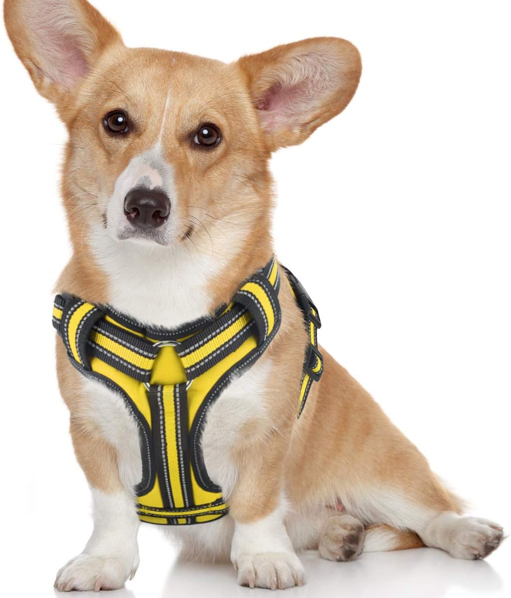 Bolux Upgraded Safety No-Pull Dog Harness, Adjustable Pet Reflective Oxford Soft Vest Harness - Front/Back Leash Clips for Small Medium Large Dogs, Pet Outdoor Walking Halters with Nylon Handle