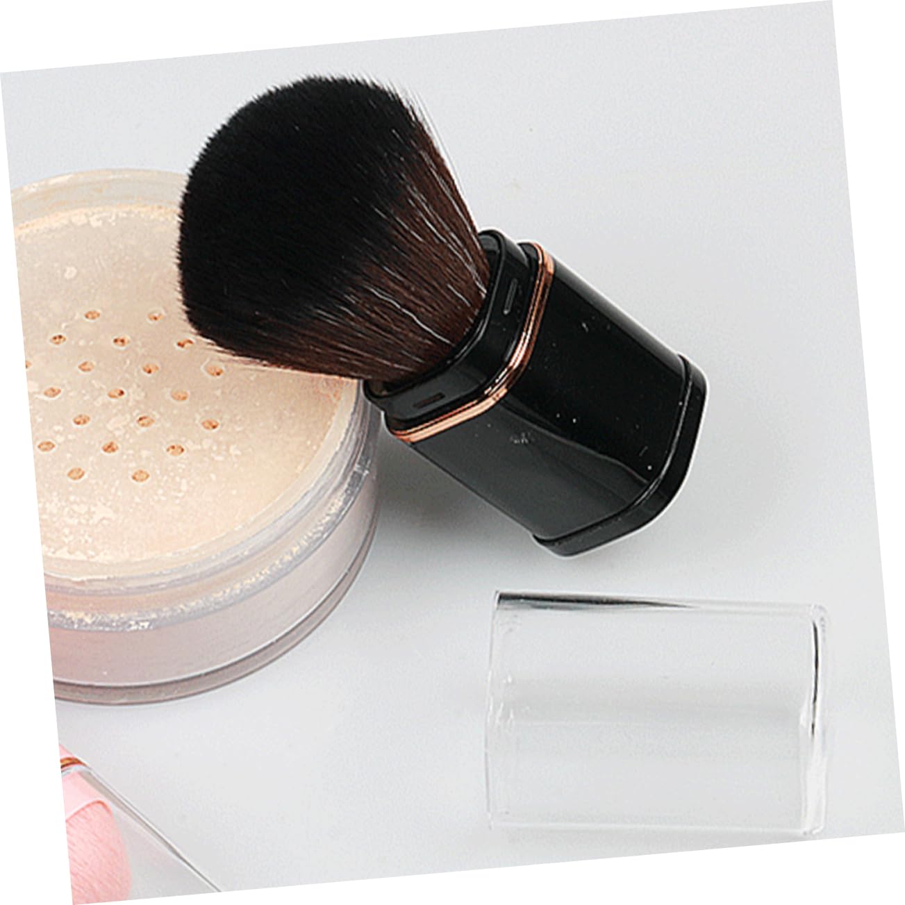 SHERCHPRY Retractable Makeup Brush for Travel Multifunctional Blush and Powder Brush with Faux Bristles for Easy Blending and Professional Finish for Everyday Use