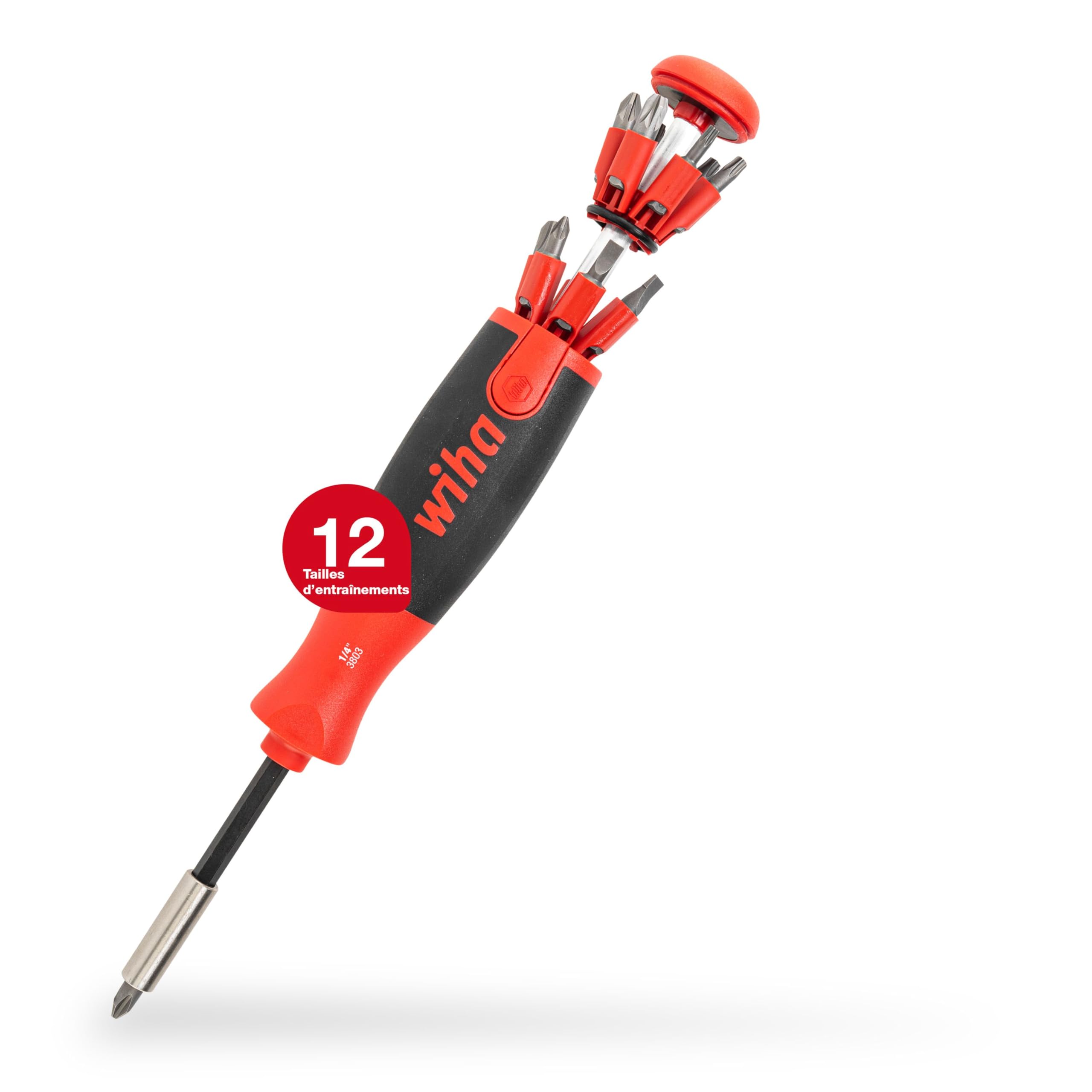 Wiha 38605 LiftUp 25 Tournevis magnétique anti-perte d'embouts SL PH PZ TX