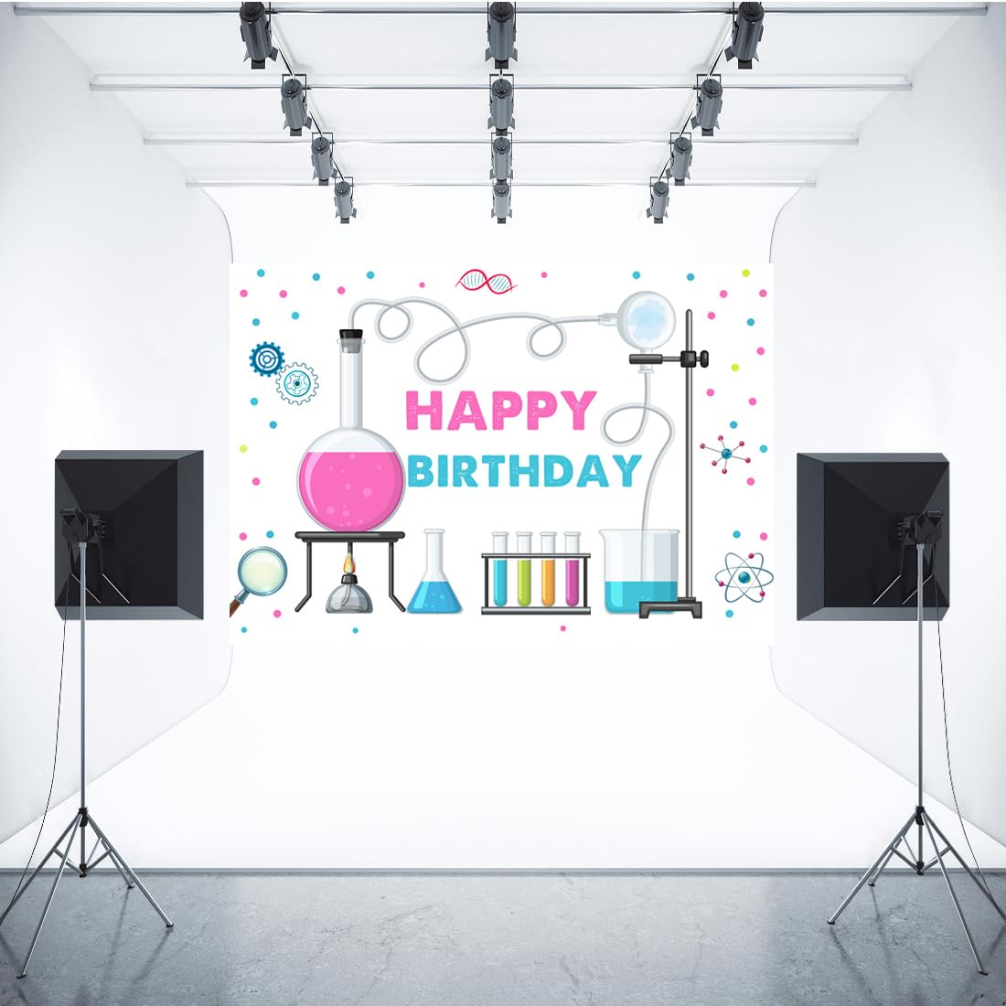 Photography Backdrop Science Theme Birthday Backdrop 7x5ft - Mad ...