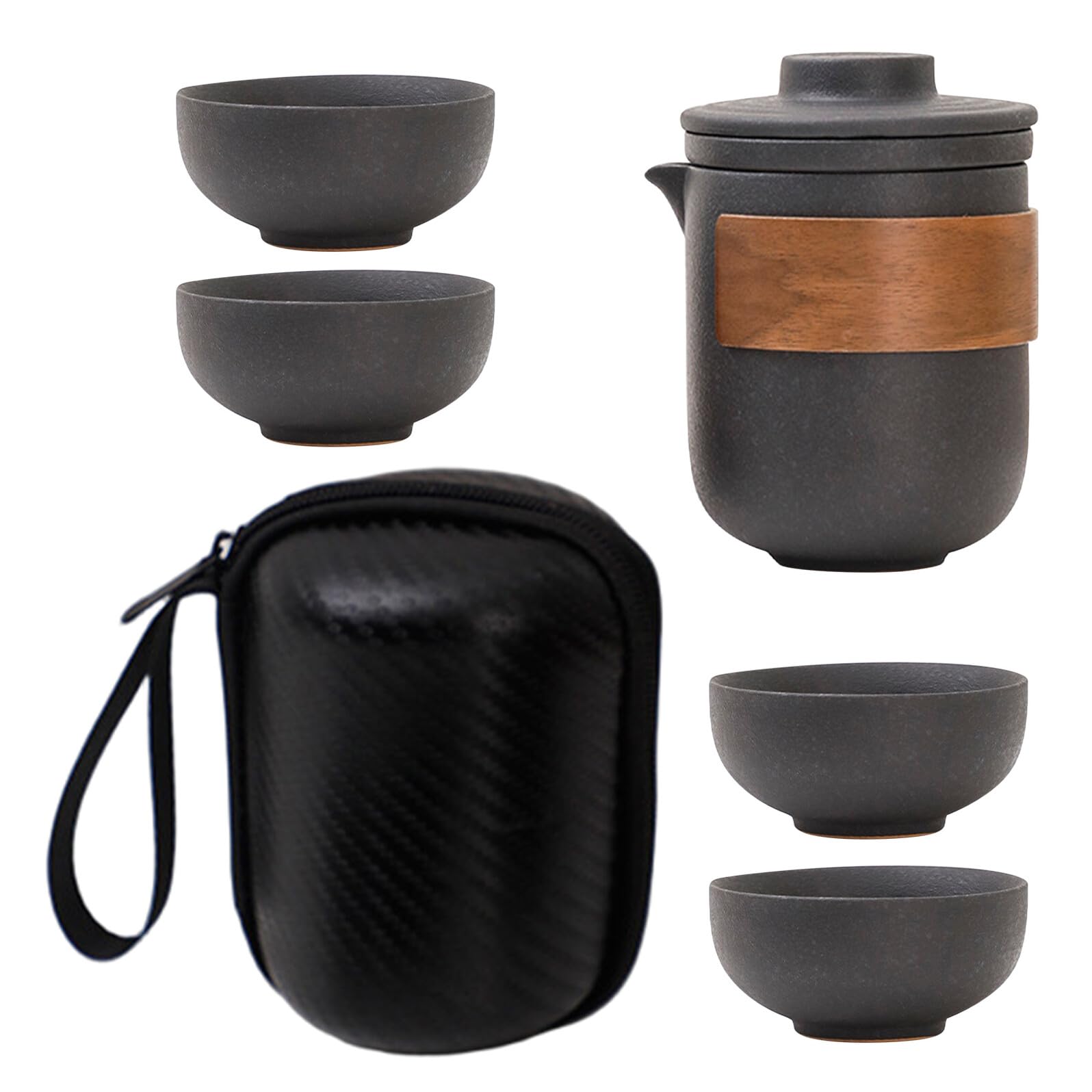 Juego de té kung fu de viaje y tetera asiática gongfu portátil para amantes del té en hojas