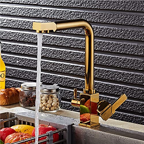 Robinet mitigeur de cuisine dorée en cuivre pur pour évier de luxe - 4