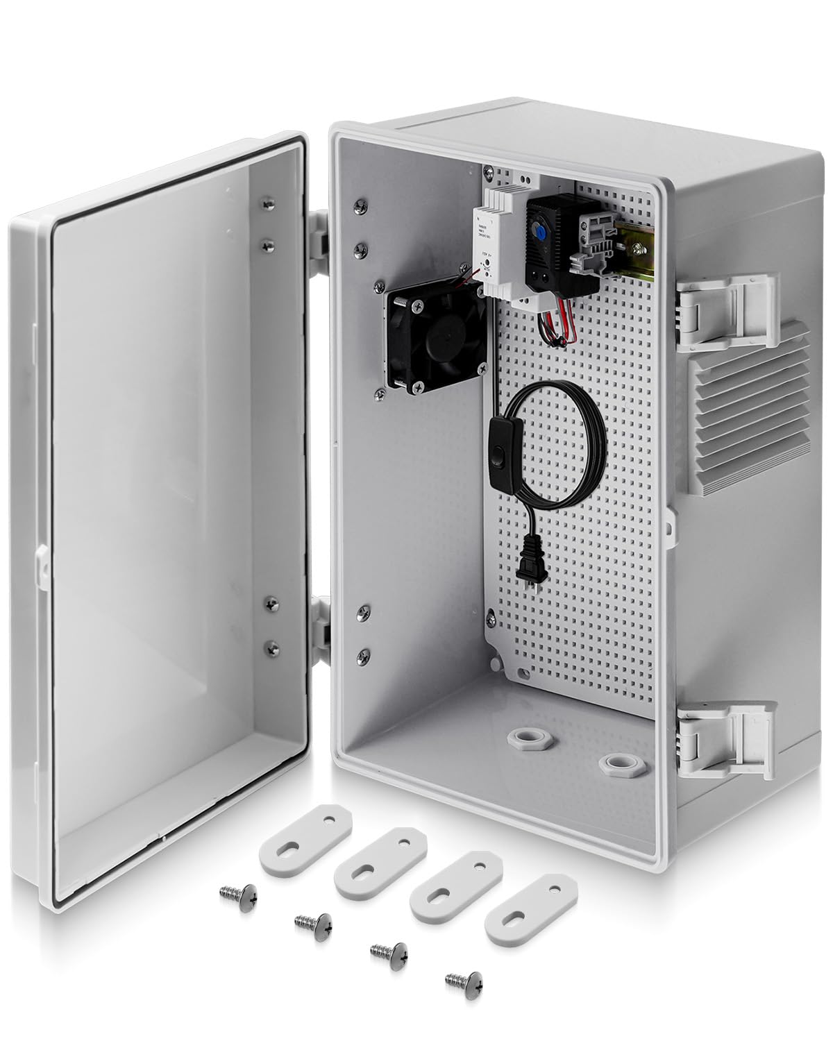 Photo 1 of Outdoor Electrical Box with Thermostat Fan, 15.7"x11.8"x6.2" ABS Enclosure