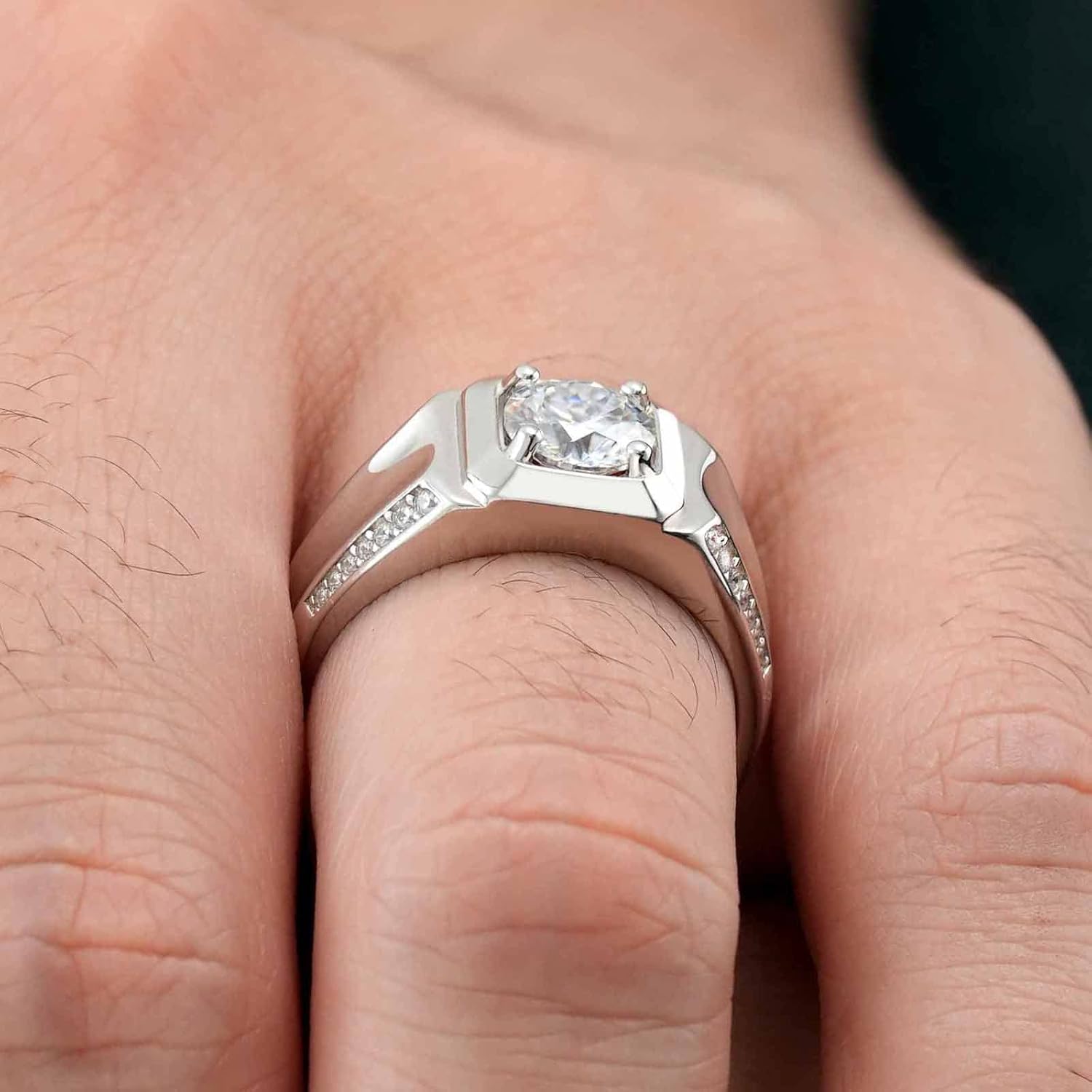 Mens Moissanite Wedding Band 925 Sterling Silver Ring For Men 2cttw D Color VVS1 Clarity Brilliant Round Cut Promise Rings for Him Size 8-13 - Image 8