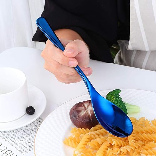 Miniatura 5 de Juego de cubiertos de Dinerware resistente, 20 piezas, color azul, utensilios de cocina de acero inoxidable para 4
