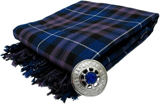 Tartanista New Scottish Pipers Kilt Fly Plaid with Stone Brooch Honour of Scotland