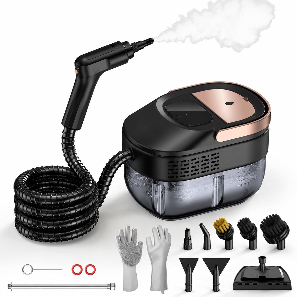 ODSD Dampfreiniger für Haushalt und Auto, 3-stufig einstellbarer Dampfreiniger, 15 Sekunden Aufheizzeit und 1,6 l großer Tank, Handdampfreiniger für Autos, Haushalt, Küche, Fenstern,Boden