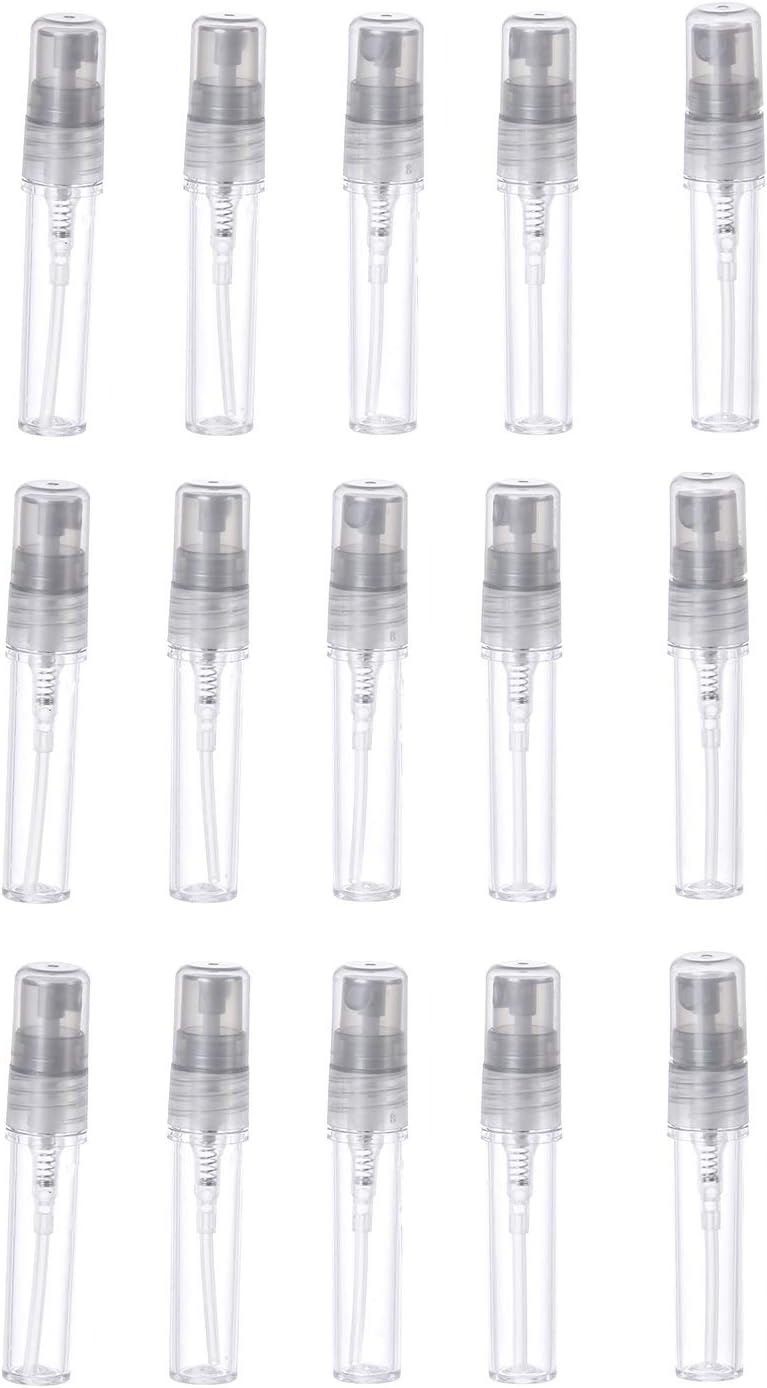GRN 6 ML Refillable Mini Plastic Fine Mist Spray Bottles for Perfume, Essential Oils, Aromatic Water Blend 6ML Set of 15 Pcs