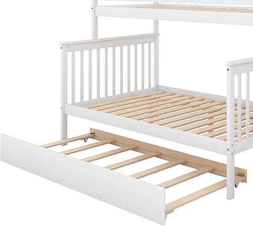 Miniatura 61 de Harper & Bright Designs Litera individual sobre cama individual con nido, marco de cama de madera para niños con escaleras y barandilla de gran