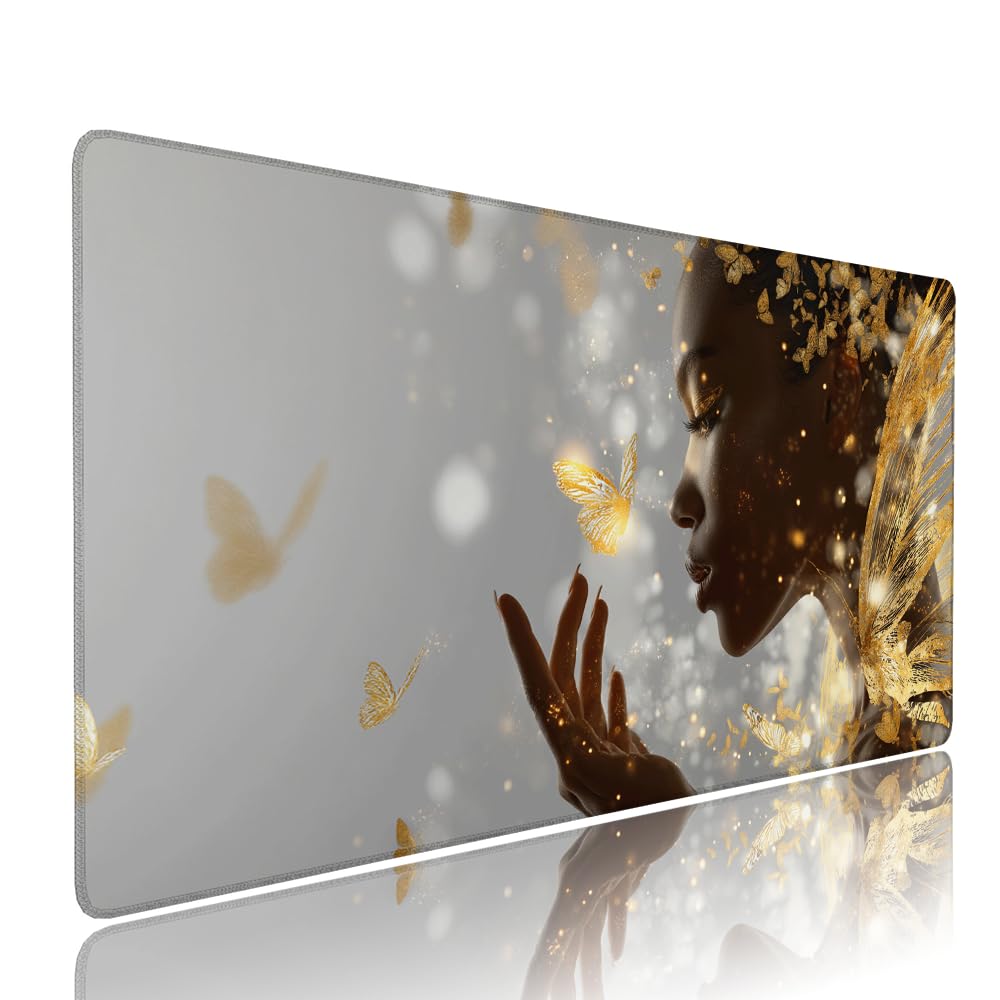 Tappetino Mouse Gaming xxl Accessori Scrivania Ufficio Grigio Farfalla Grande Tappetino Mouse e Tastiera Sottomano da Scrivania 1200x600x3mm Base Antiscivolo, per PC Gamer Laptop Studio Casa d-661
