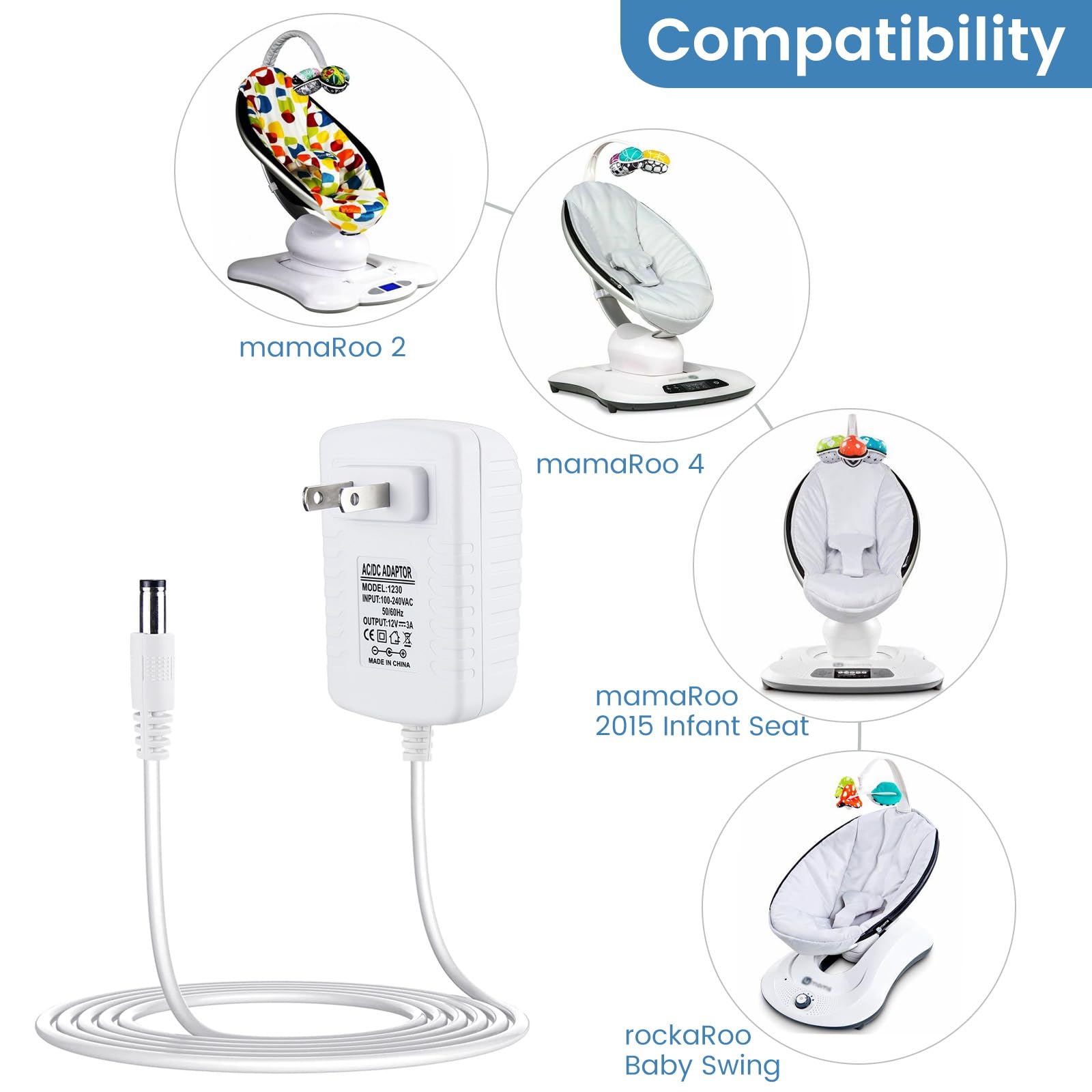 Caricabatterie Adattatore CA 12V Per 4 Mamme Mamaroo Italia - Foto 6