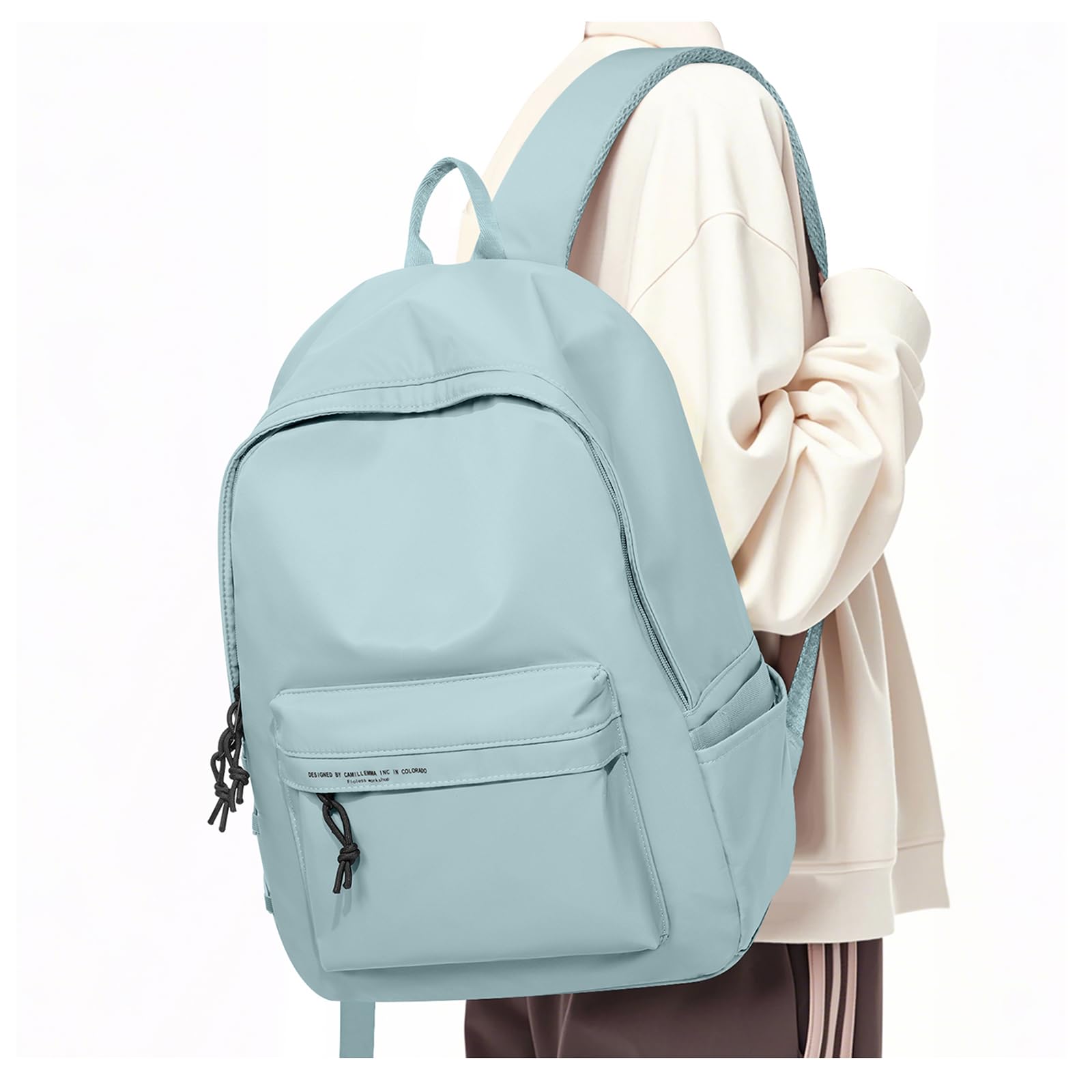VGOCO School Backpack for Teens Girls Boys Lightweight Middle School Bookbag for Womens Simple High School Backpack Aesthetic College Backpack Causal Travel Daypacks Rucksack Light Blue