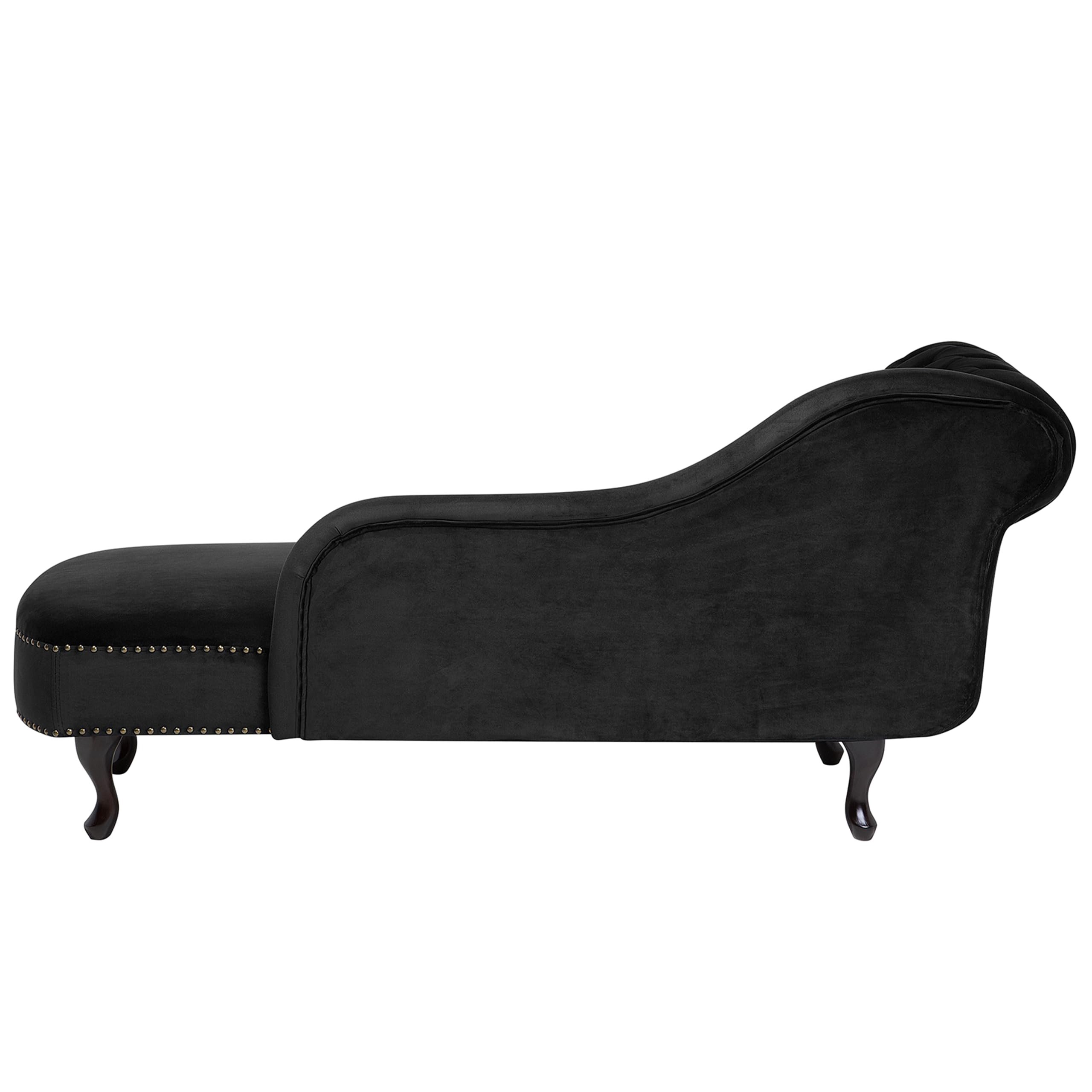 Chaise Longue Côté Gauche Méridienne en Velours Noir Glamour Elégant Salon Nimes