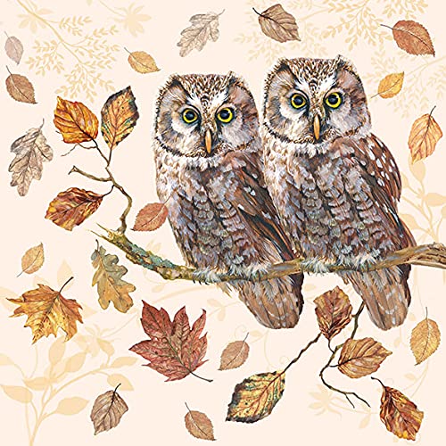 Servietten Set Eichhörnchen & Eule – 20 Stück, 33x33 Cm, 3-lagig, Herbst-Design, Umweltfreundlich