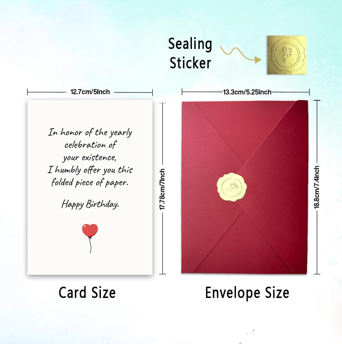 Funny Birthday Card, Birthday Card for Her Him, Humorous Birthday Gift, Printed Message Inside, with Red Envelope and Gold Seal Sticker