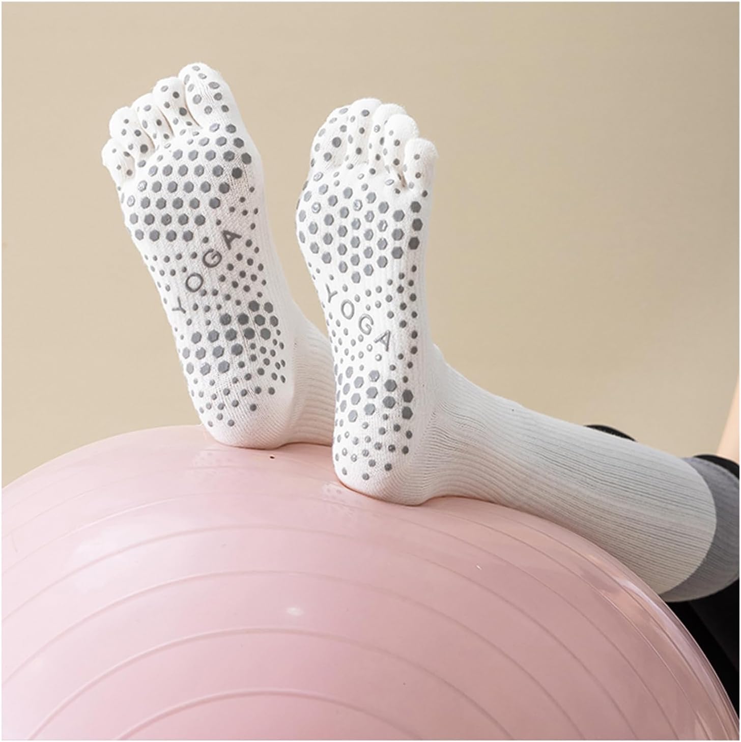 Women Yoga Pilates Socks with Grips Non Slip Full Toe for All Seasons Calf Series 23