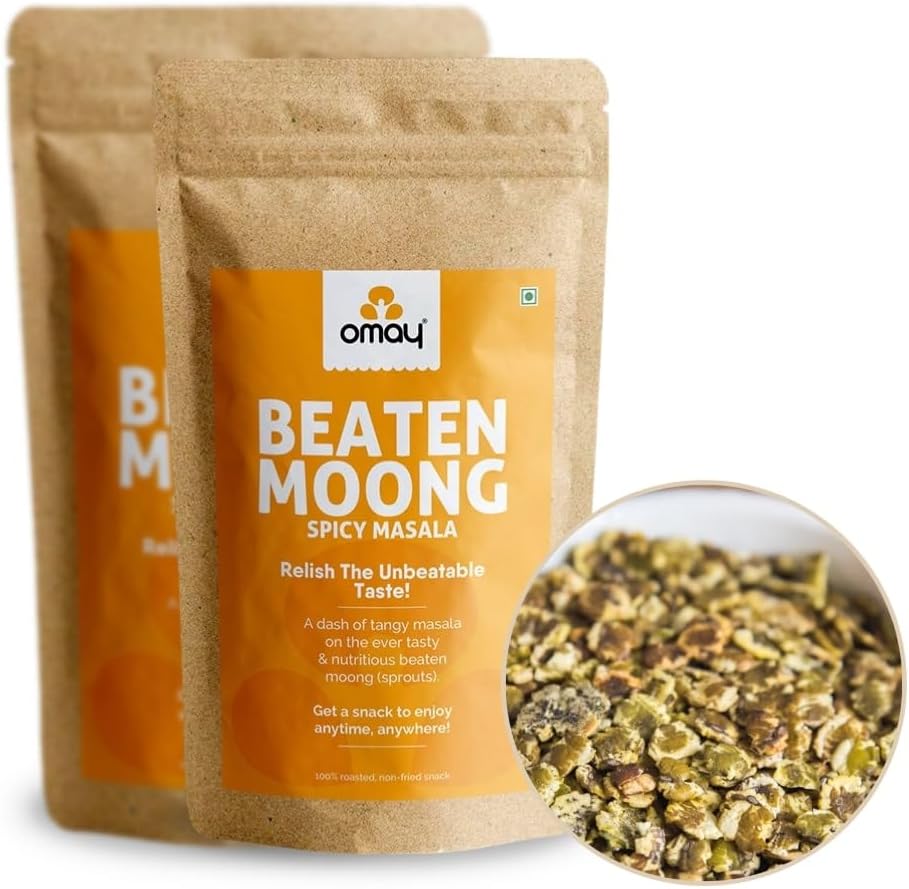 Omay FoodsBeaten Moong - Spicy Masala, 400G, Pack Of 2