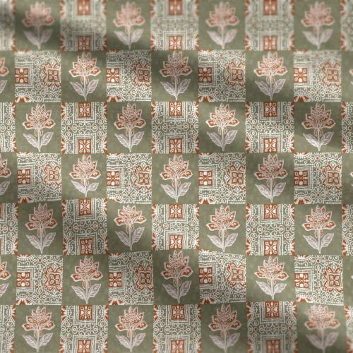 Image of Trance Home Linen 100% Cotton Printed Zippered ONLY Duvet Cover /Blanket Cover /Quilt Cover | Comforter Cover /Razai Cover | King Size with (102 x 110 Inch | Ajrak Green)
