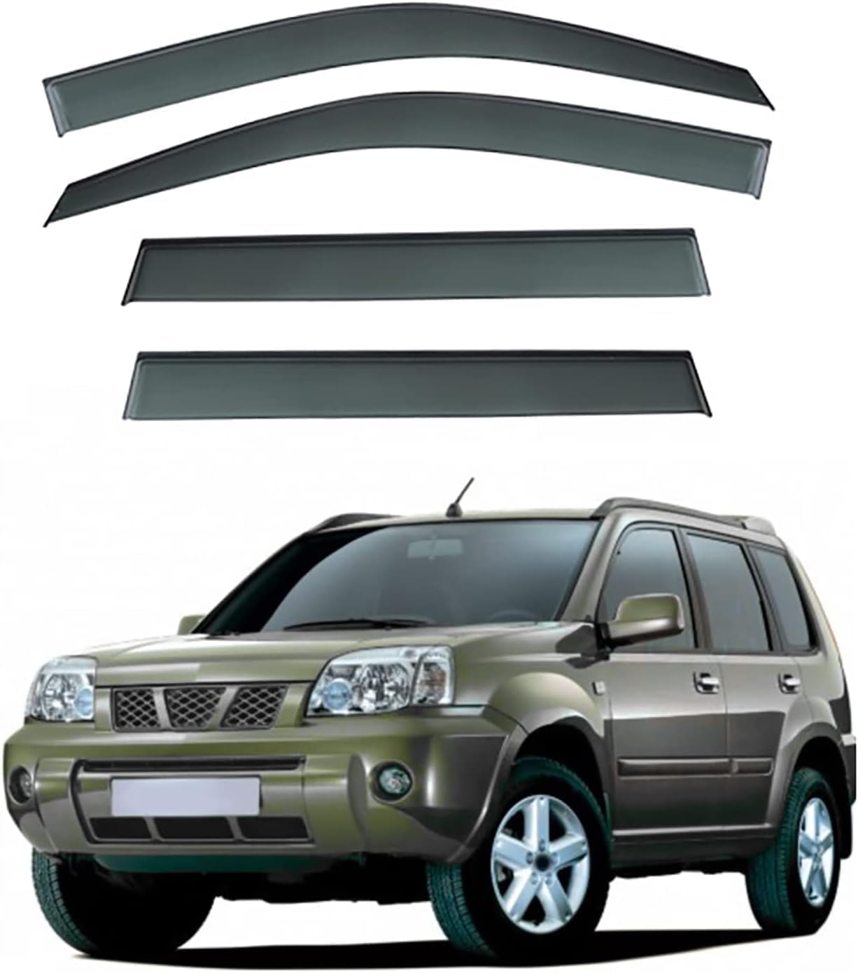 ZKNing Car Wind Deflectors for Nissan X-Trail MK1-T30 2000-2006, Front Rear Side Door Window Visor Car Deflector Windproof Rain Smoke Guards