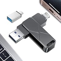Chiavetta Usb 256GB,Mfi Certified Lightning Memoria Esterna Pen Drive Penna Usb Chiavette 3 In 1 per iPhone,iPad,iOS,Macbook,Android,Pc Nero