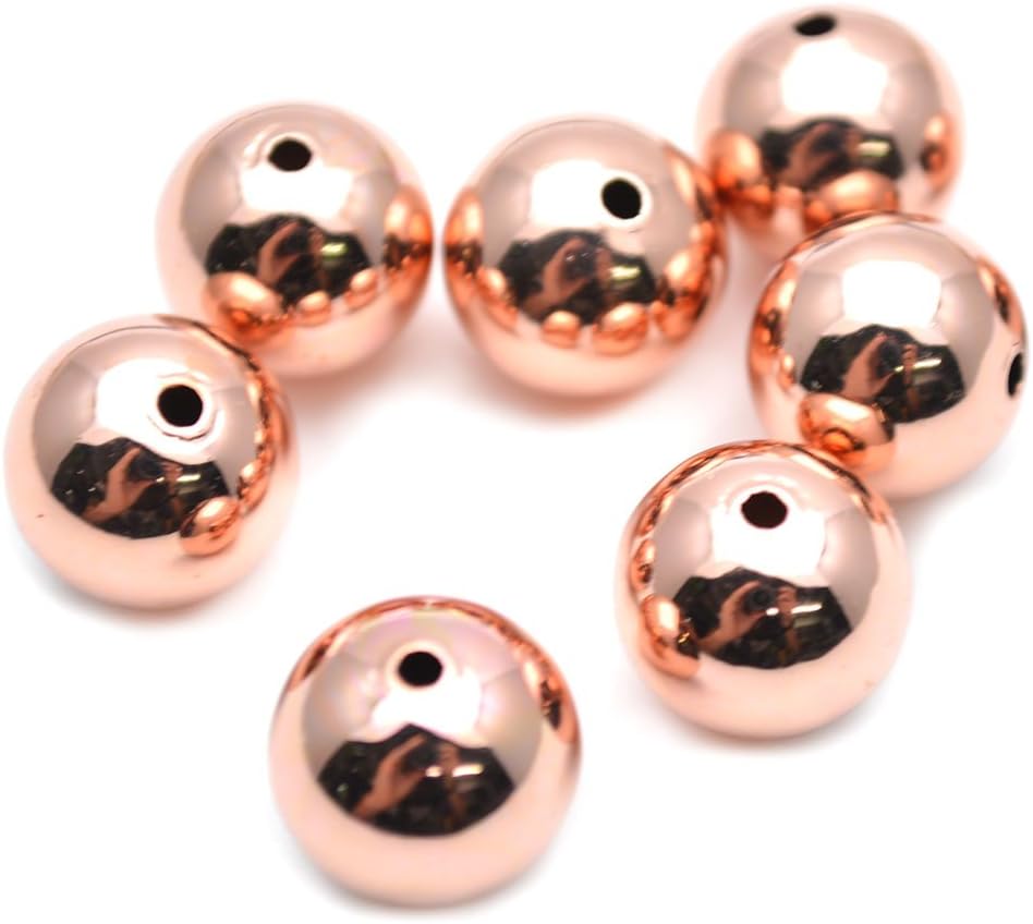 Flourishbeads 4mm~16mm 100pc Rose Gold Color Electroplating Metal Copper Round Spacer Loose Beads (8mm)