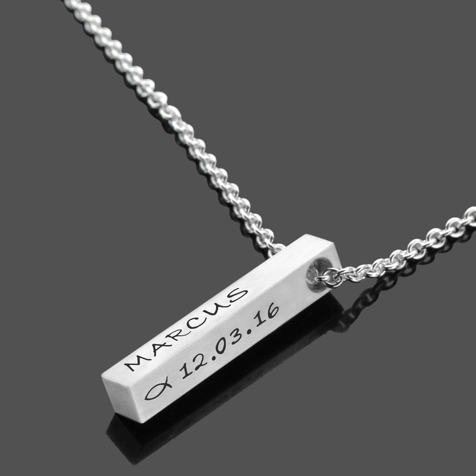 Kette Konfirmation Kommunion Junge Gravur Stabanhänger FBML BLESSING personalisierbare Silberkette Geschenk Firmung Jugendweihe Patengeschenk Bar