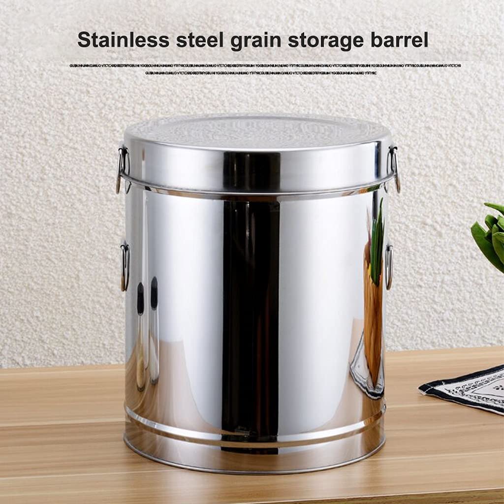 Inless Seau à riz et farine Sto en acier – Conteneur hermétique de 5 kg pour reurant et usage domestique – scellé, Lar Capaci (couleur : argent)