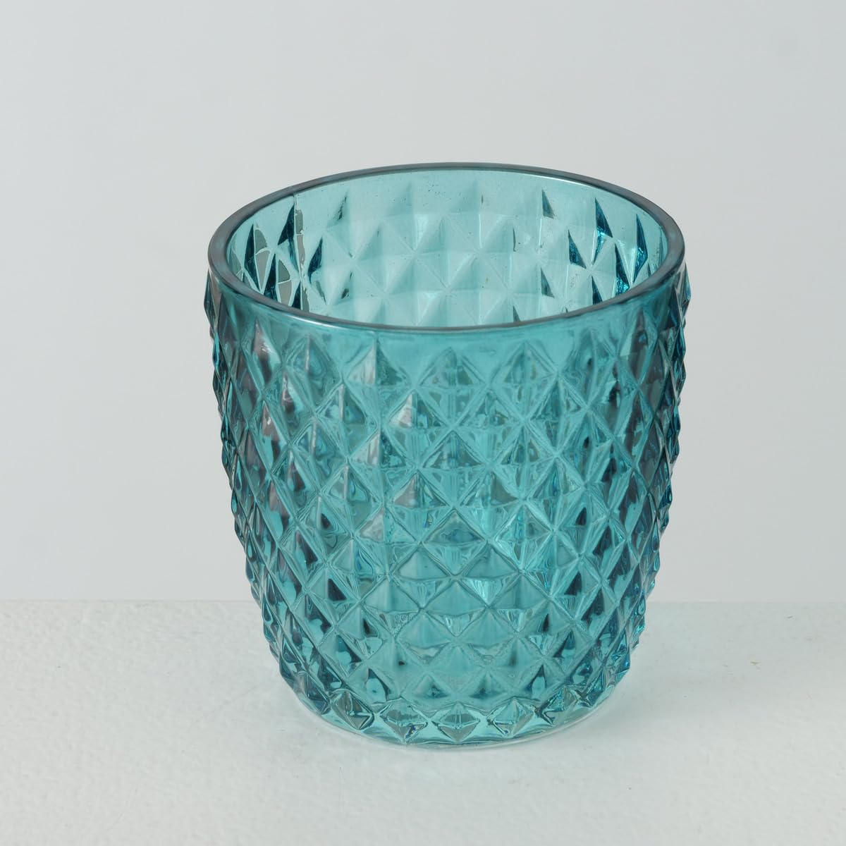 BOLTZE Marilu 2019848 - Set di 4 portacandele (Blu, Bicchieri Decorativi per Candele/lumini, Ø 8 cm, Diversi Motivi, Forma Rotonda, portacandela)