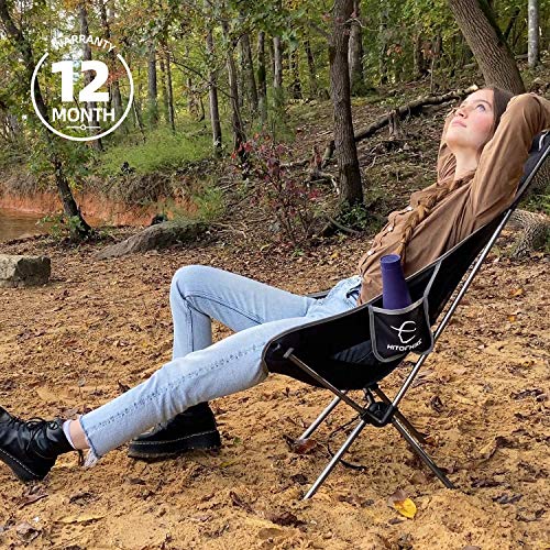Hitorhike Camping Chair with Nylon Mesh and Comfortable Headrest Ultralight High Back Folding Camp Chair Portable Compact for Camping, Hiking, Backpacking, Picnic, Festival, Family Road Trip (Black)