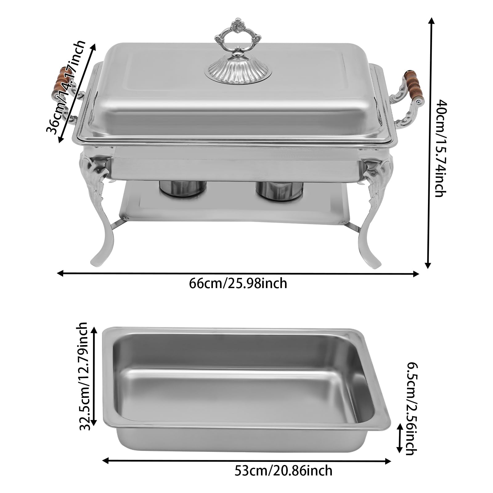 Chafing Dish, set da buffet in acciaio inox, 9 l, per 1-5 persone, per campeggio, picnic, hotel, ristorante, con coperchio e 2 taniche per carburante