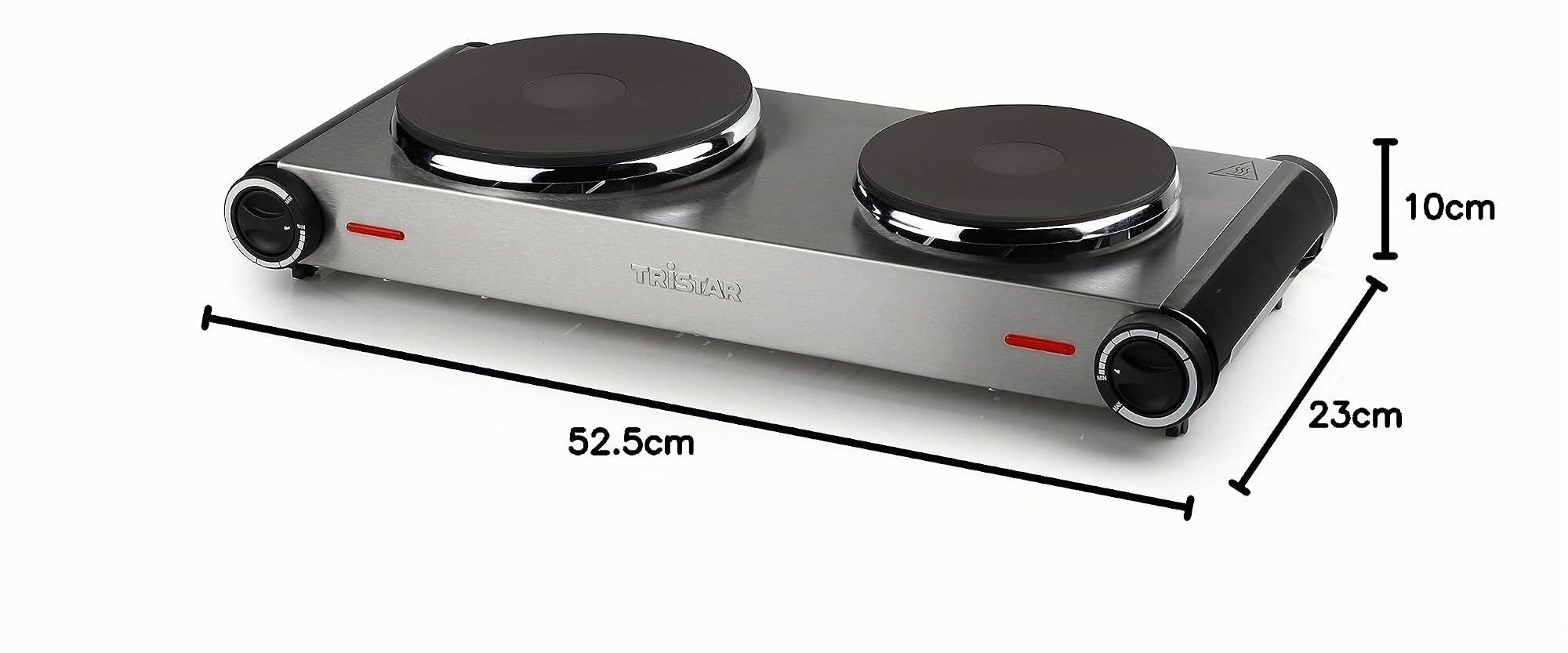 Tristar KP-6248 Doppia Piastra Elettrica, Corpo in Acciaio Inox con 2 Bruciatori