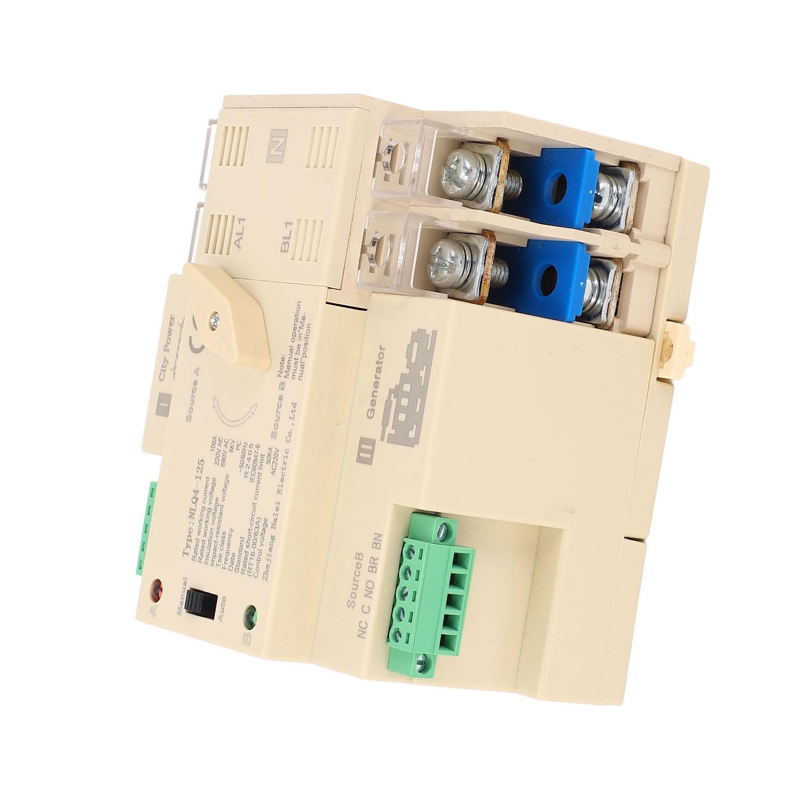 Fafeicy Interruptor de Transferencia Automática 2P 100A, Doble de Energía