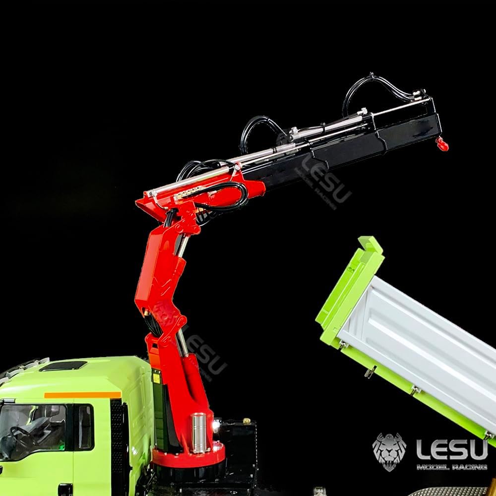 LESU 1/14 8X8 RC Hydraulic 3-Ways Dumper Truck for Electric Crane Tipper 2Speed Gearbox KIT Assembled Metal Chassis Unfinished Crane Body Shell Construction Vehicle Model
