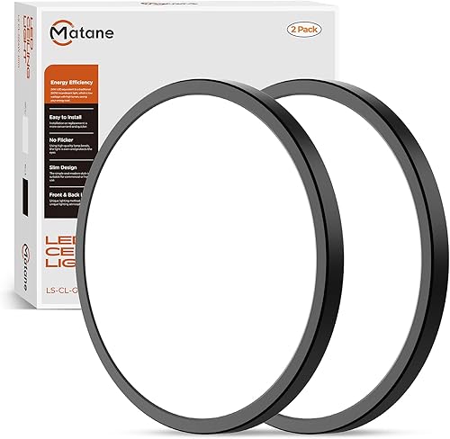 Matane Paquete de 2 lámparas de techo de montaje empotrado lámpara de techo LED de 18 W 3000 K4000 K5000 K seleccionable luces de techo negras de