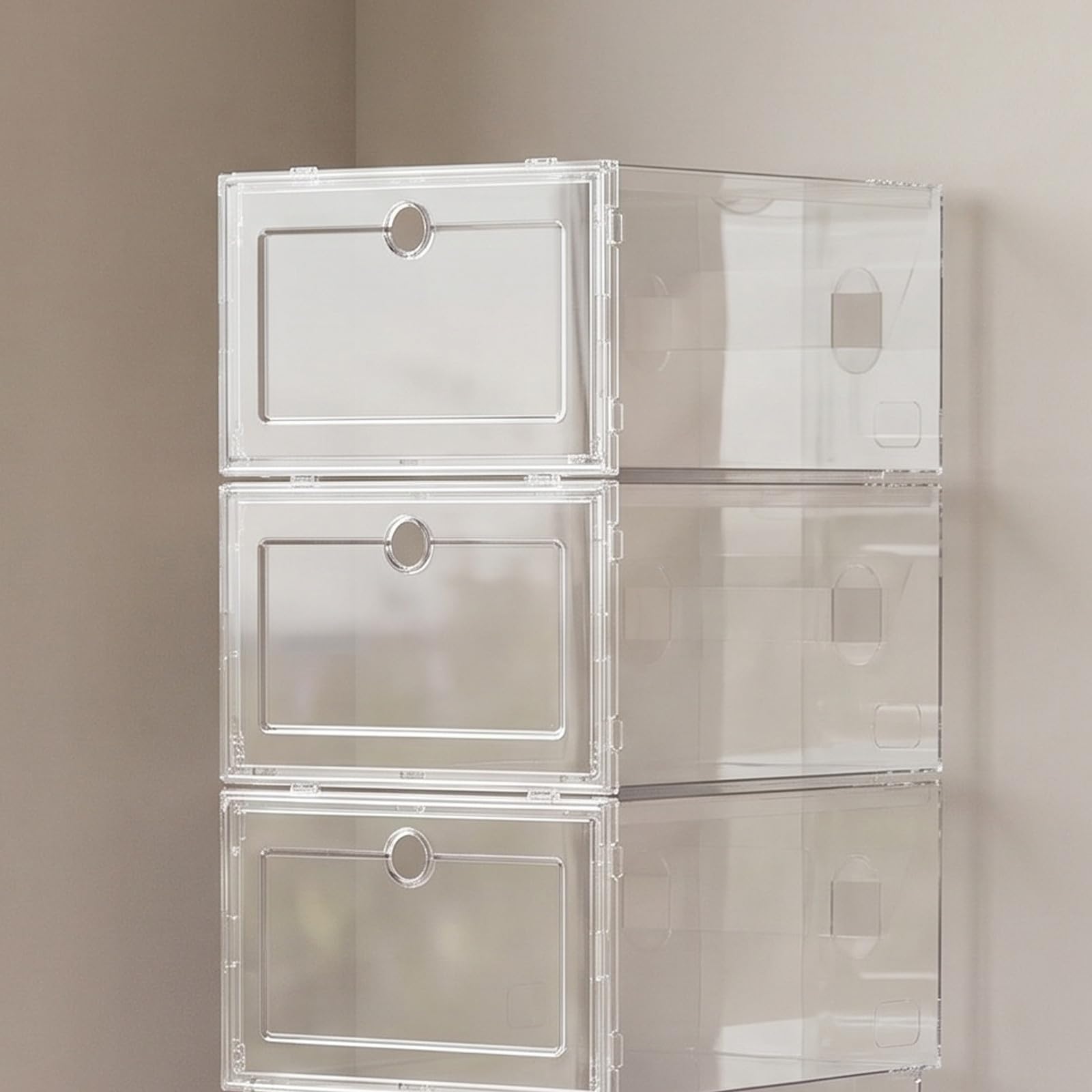5 estuches de plástico para zapatillas: caja de zapatos transparente, organizador de armario apilable, estante individual para botas, contenedor de almacenamiento plegable para bolsos.